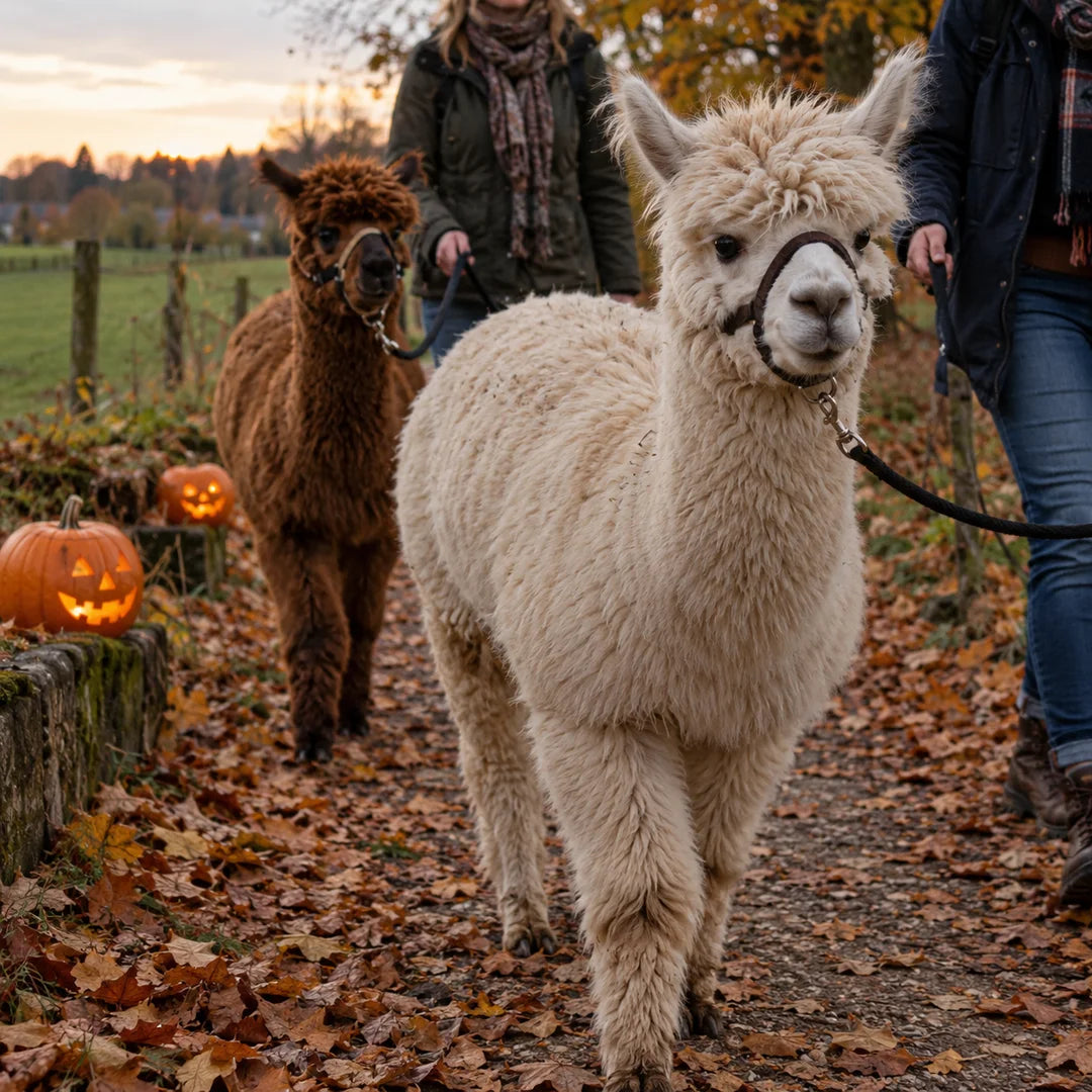 Alpakawanderung zu Halloween