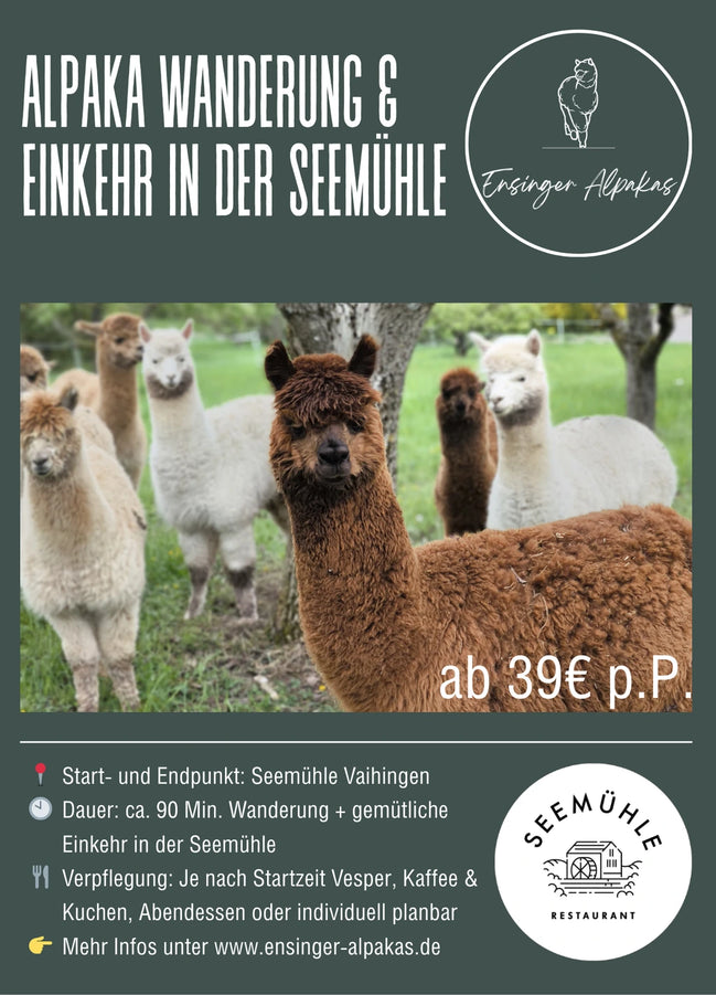Alpakawanderung mit Einkehr in der Seemühle